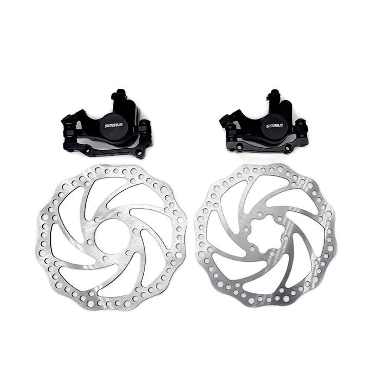 How does the Double piston mechanical disc brake set improve riding safety?